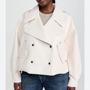We The Free Alexis vegan faux leather Off-White Double-Breasted cropped jacket